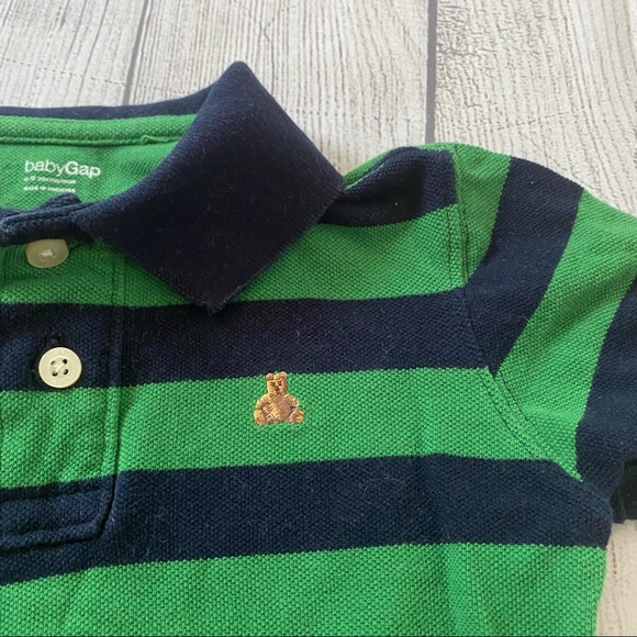 Baby gap navy/green striped polo shirt - Picture 2 of 3